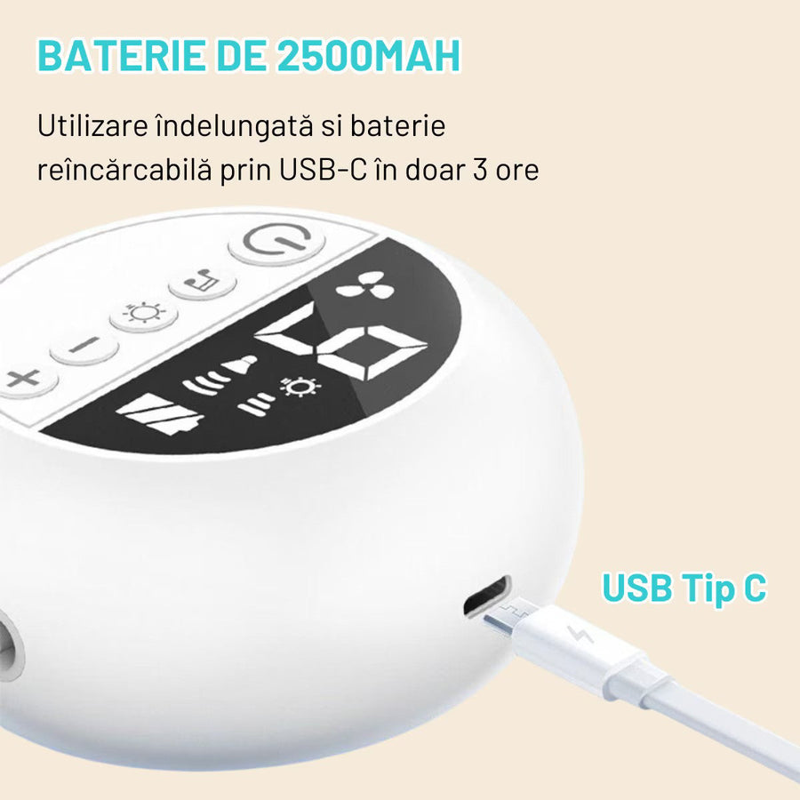 Aspirator nazal electric pentru bebelusi si copii, 9 niveluri de aspiratie reglabile, lumina de noapte cu muzica linistitoare, Incarcare USB, Display LED,