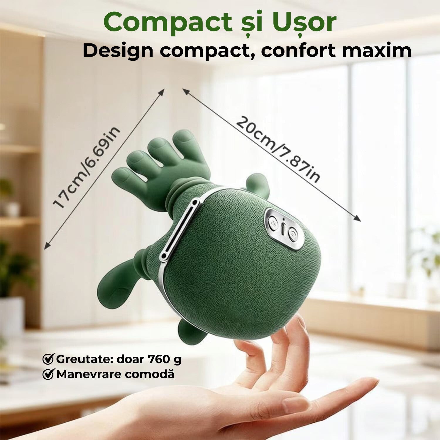 Aparat Masaj Cervical Multifunctional, 4D, 3 Intensitati, 2 Trepte Caldura 40/45°C, Wireless, Autonomie 70 min