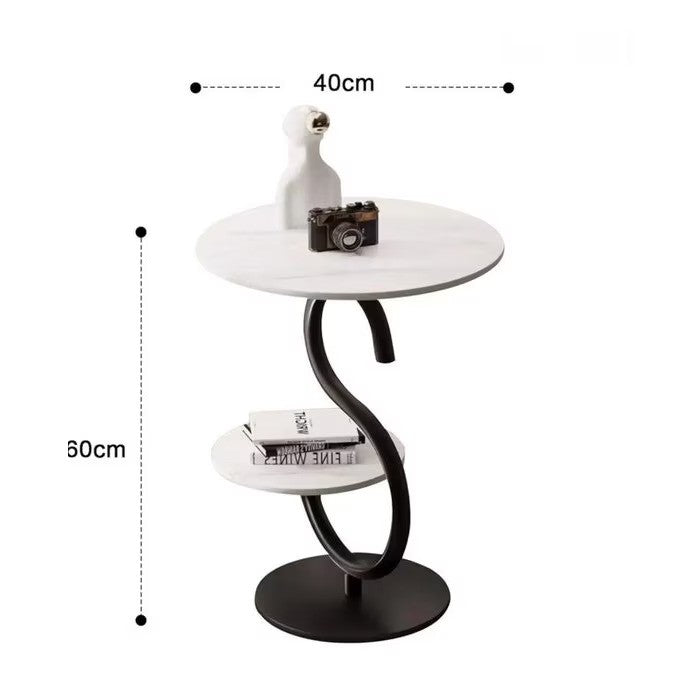 RESIGILAT - Masuta de cafea pentru living, cu cadru din metal si blat stil marmura, design nordic, elegant, 60x40cm