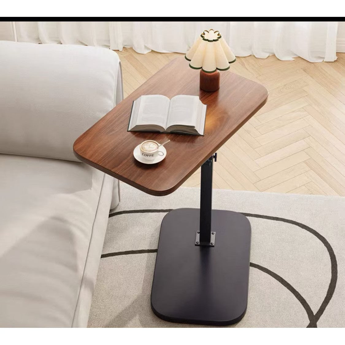 Masa multifunctionala cu blat rotativ din lemn 40x30 cm cu cadru metalic Inaltime reglabila pana la 80 cm