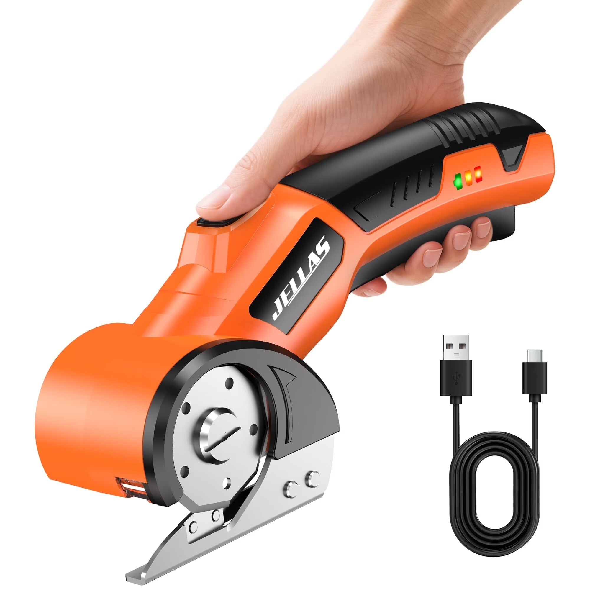 Foarfeca Electrica pentru Cartoane, Textile si Piele, cu LED, Lama Otel si Baterie Reincarcabila 2300mAh