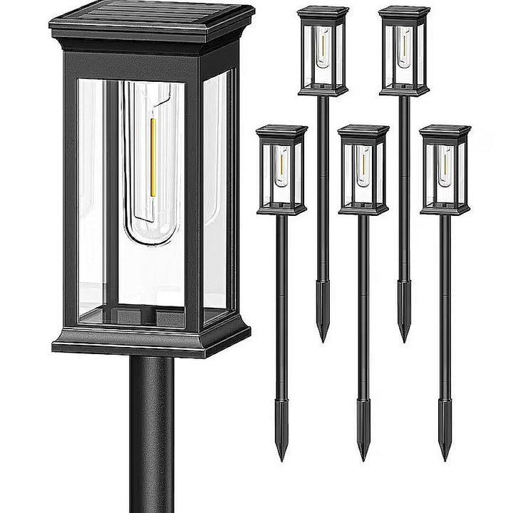 Lampi solare de exterior pentru gradina, 4 bucati, sensor lumina pornit/oprit, rezistent la ploaie/vant/ninsoare, 2200 mah, 8-10 ore de functionare