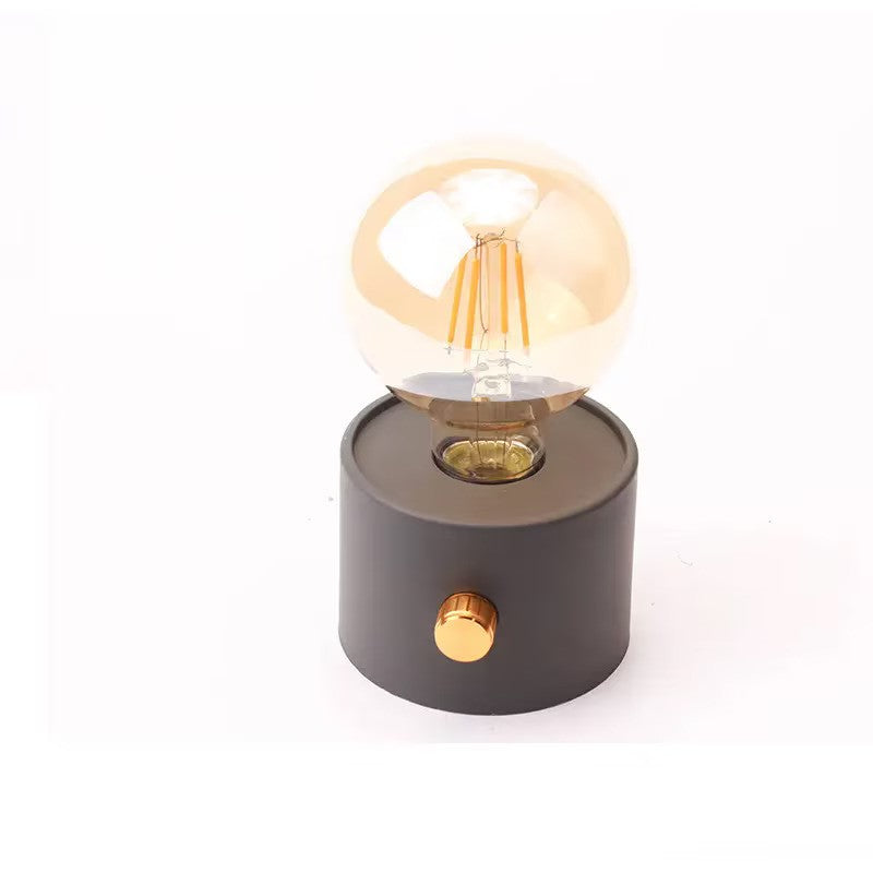 Veioza LED, lumina calda, neagra, alimentare baterii, moderna