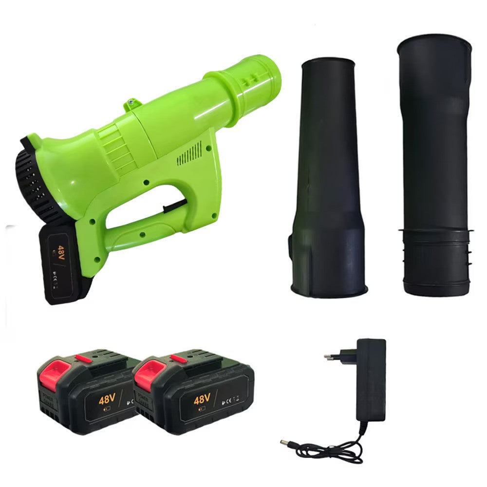 RESIGILAT - Suflanta de frunze electrica cu 2 Acumulatori, Putere 3500W, 12.000 De Rotatii/min, Volum Aer 2.3 Metri Cubi/Minut, Negru/Verde