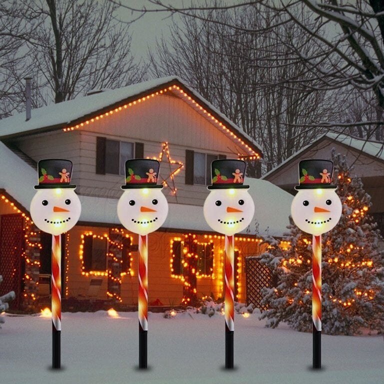 Set 5 Lampi Solare LED Mos Craciun pentru Gradina, 37 cm