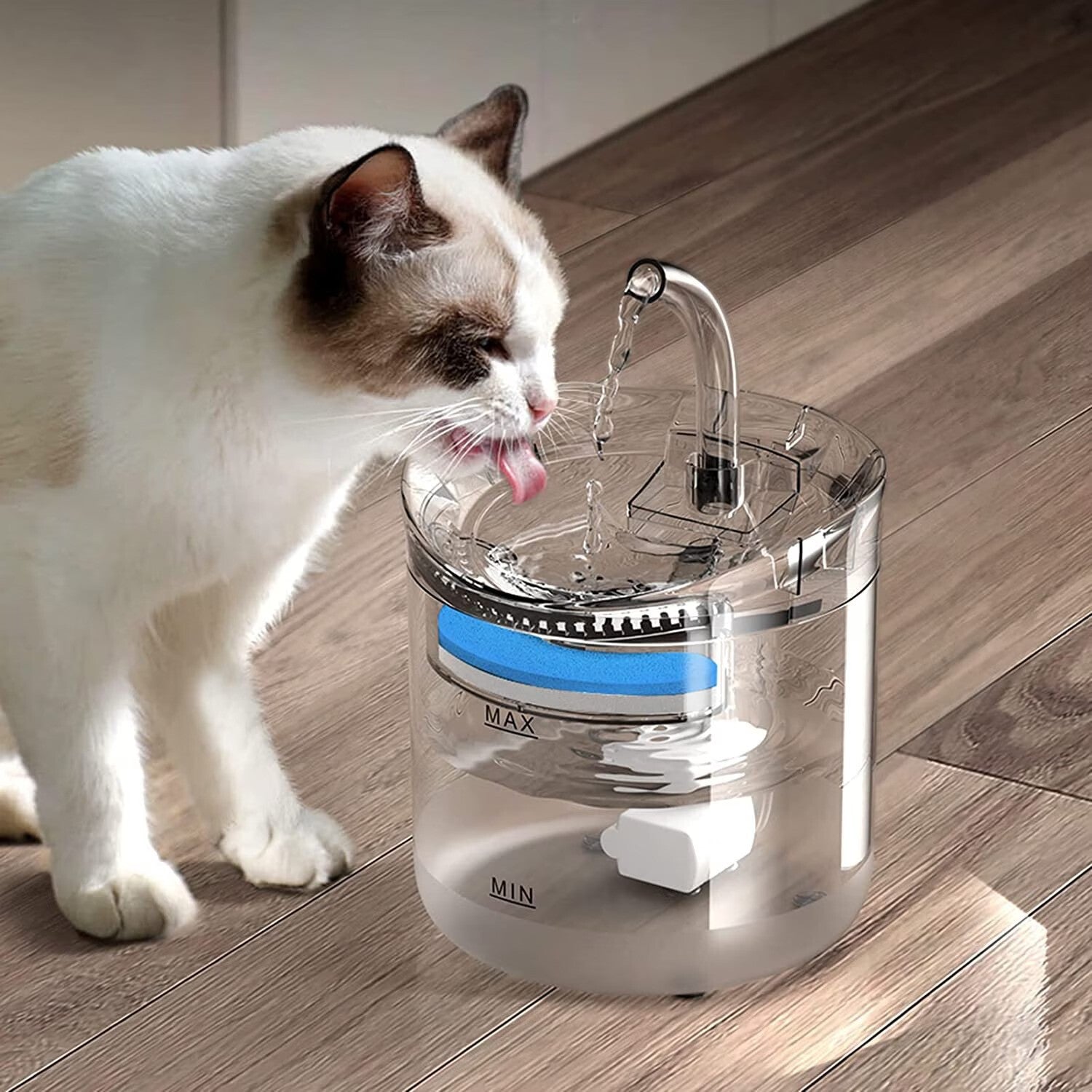 Dispenser apa automat tip fantana pentru pisici si caini – 1.8 L, transparent, 1 filtru inclus