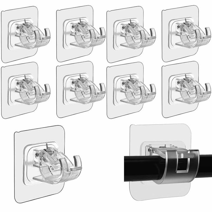 Set 10 Suporturi pentru Tija de Perdea Longziming Plastic Transparent Autoadeziv - imagine principala