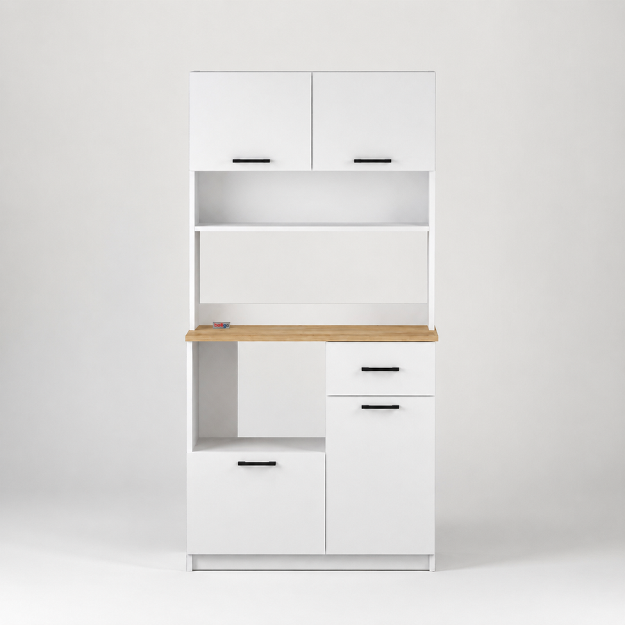 Dulap multifunctional cu 4 usi si sertar, pentru bucatarie, camara sau colt de cafea, 90 x 40 x 183,4 cm