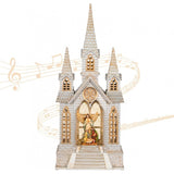 Decoratiune de Craciun Felinar Led Biserica Nasterea Domnului Muzical XL 41cm - detaliu produs