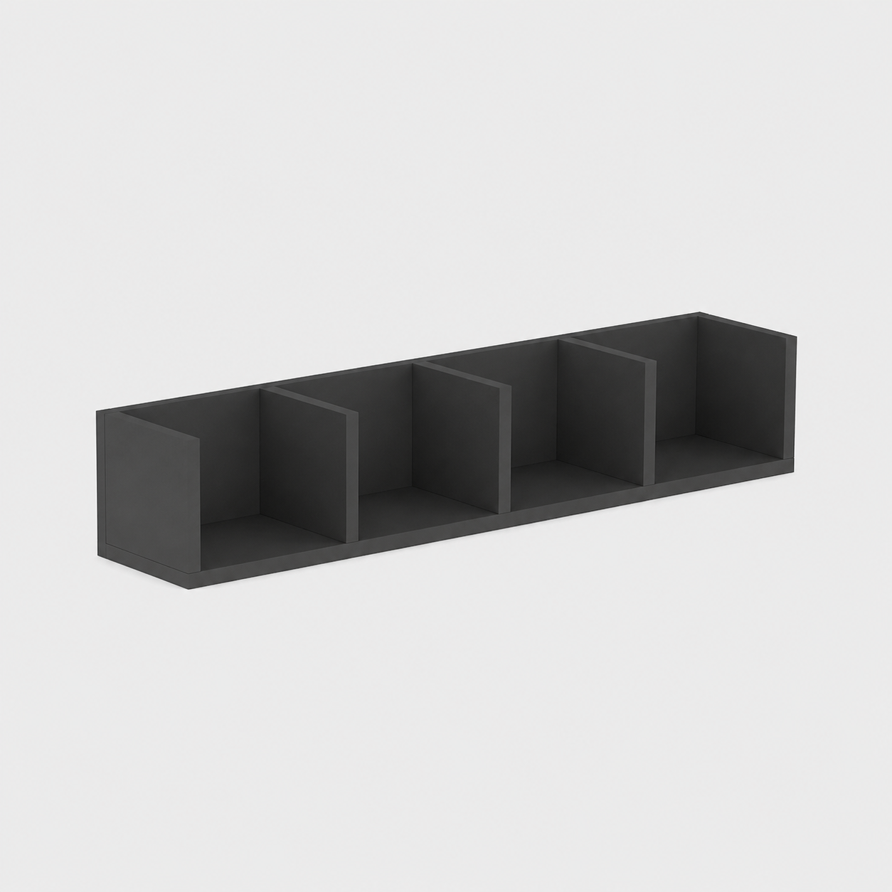 Raft suspendat din PAL 90,5x17,8x17 cm, cu 4 compartimente, pentru carti si decoratiuni