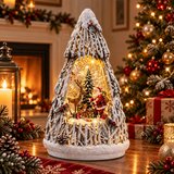 Decorațiune de Crăciun Premium cu Moș Crăciun și Ren, Iluminare Caldă și Efect de Ninsoare în Mișcare – 15,5 × 7,5 × 25 cm - detaliu produs