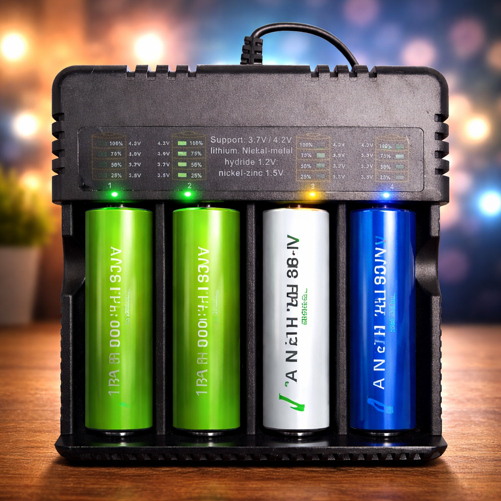 Incarcator baterii Li-ion HD-4882B, 4 sloturi 4.2V 4000mA pentru 18650 26650 14500 16340