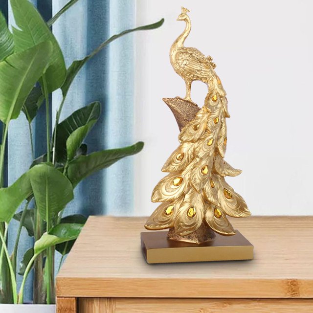 Statueta Decorativa Paun Elegant 40 cm din Rasina