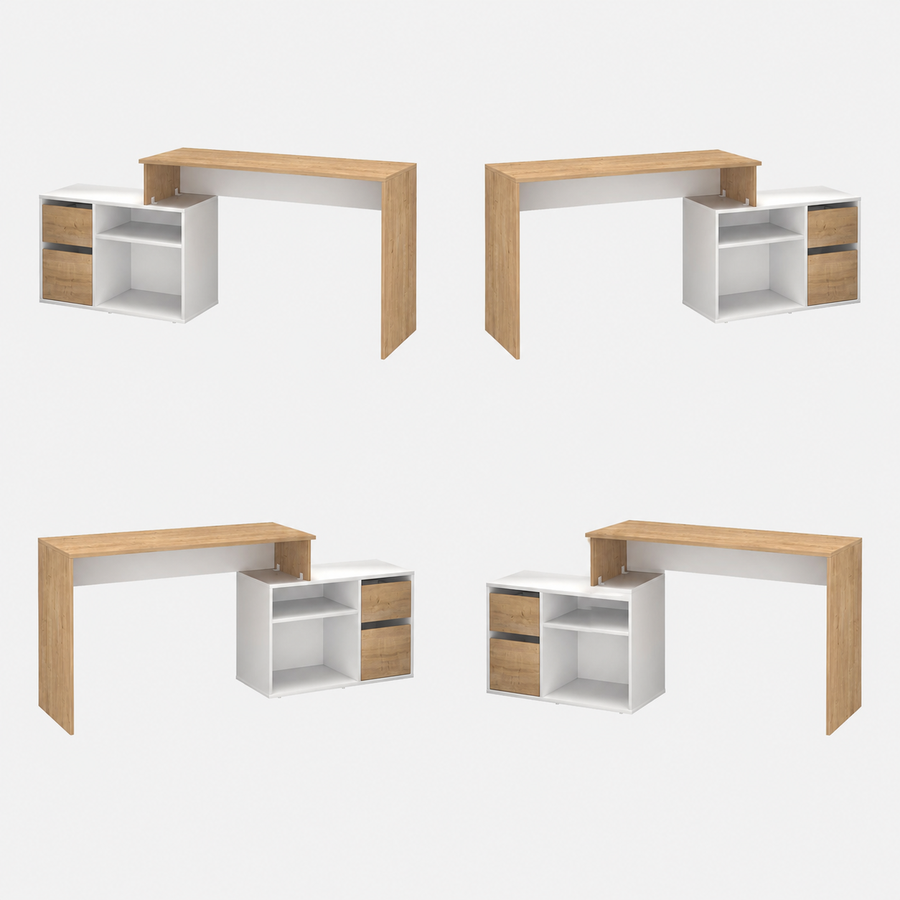 RESIGILAT - Birou modern 139x51x75 cm, cu corp de depozitare 92x40x53 cm, pentru birou, office sau home office