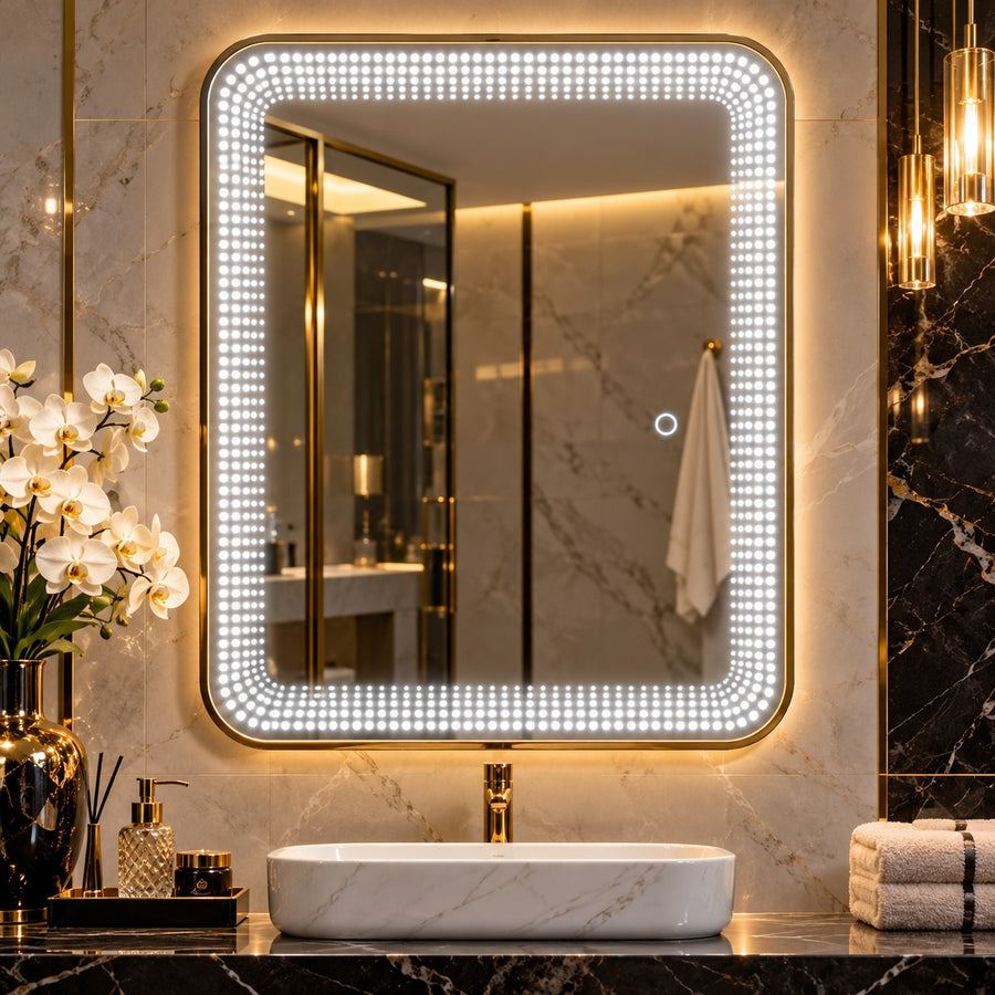 Oglindă LED Premium 60 × 80 cm, Iluminare 3000K / 4000K / 6500K, Control Touch, - detaliu produs