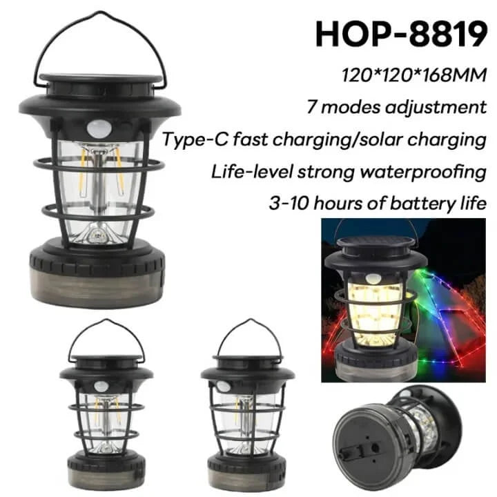 Felinar de gradina cu incarcare solara, senzor de miscare + sir cu lumini led 10M integrat