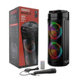 Boxa portabila Bluetooth cu difuzoare duale 8 inch, microfon karaoke, sunet puternic, lumini LED, autonomie mare