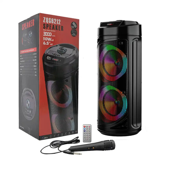 Boxa portabila Bluetooth cu difuzoare duale 8 inch, microfon karaoke, sunet puternic, lumini LED, autonomie mare