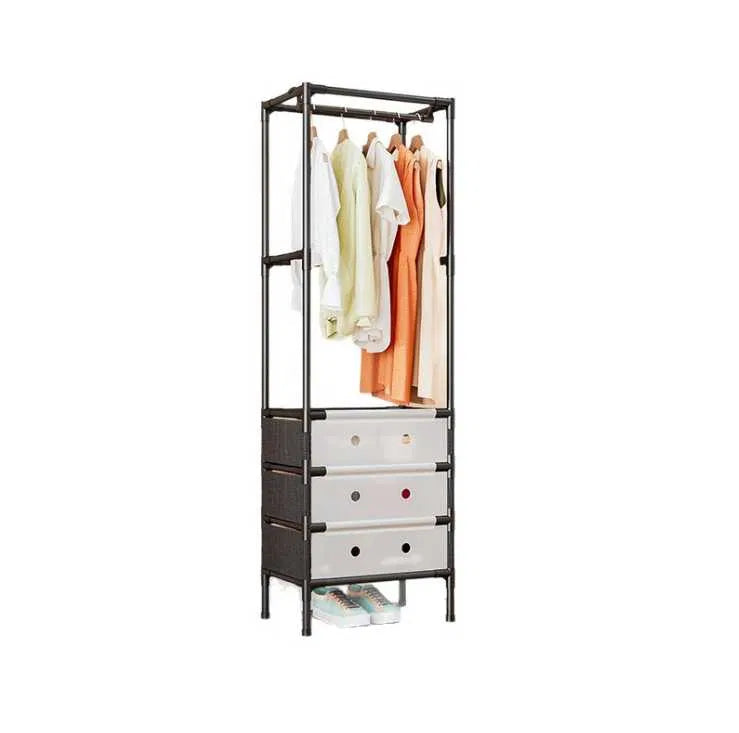 Organizator haine cu 3 sertare si bara umerase 41x41x188 cm, Negru