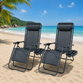 Set 2 sezlonguri Zero Gravity rabatabile 176x67x110 cm – plasa Teslin, perna si tava suport