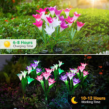 Set 2  lampi solare tip crin 75 cm pentru gradina iluminare decorativa exterior