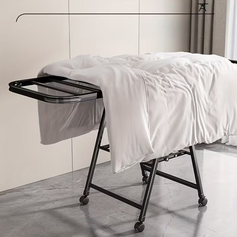 Uscator rufe metalic 180x130 cm, pliabil, cu roti, suport incaltaminte si aripi laterale, alb/negru