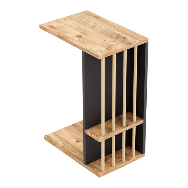 Masuta laterala cu roti, tip C, compacta, stil scandinav, 64 x 44 x 28,7 cm