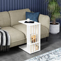 Masuta laterala cu roti, tip C, compacta, stil scandinav, 64 x 44 x 28,7 cm