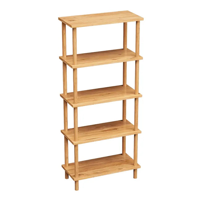 Raft decorativ cu 5 polite  din lemn, design modern, 29x60x137 cm