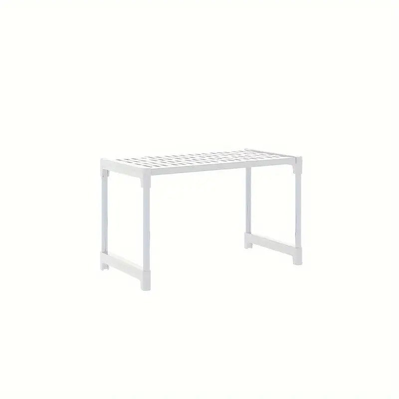 Suport cuptor microunde cu raft superior 57.5x26x31 cm, organizator bucatarie metalic, alb/negru