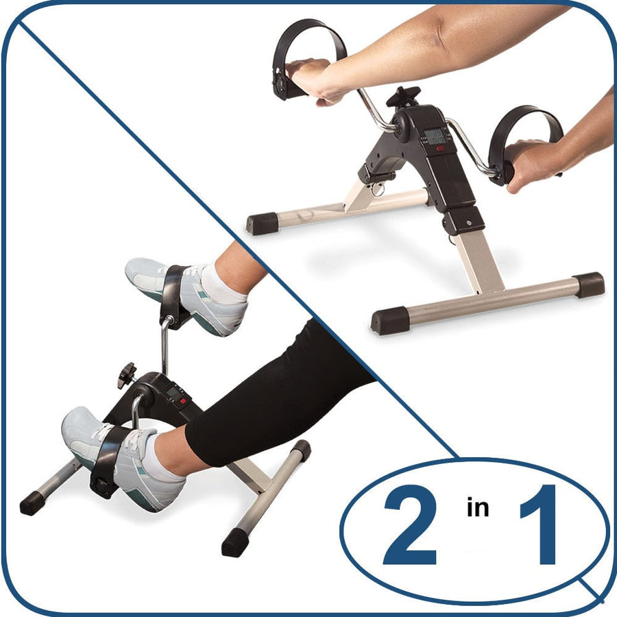 Mini bicicleta de antrenament pentru maini si picioare, inaltime reglabila, afisaj LCD, 100kg, negru