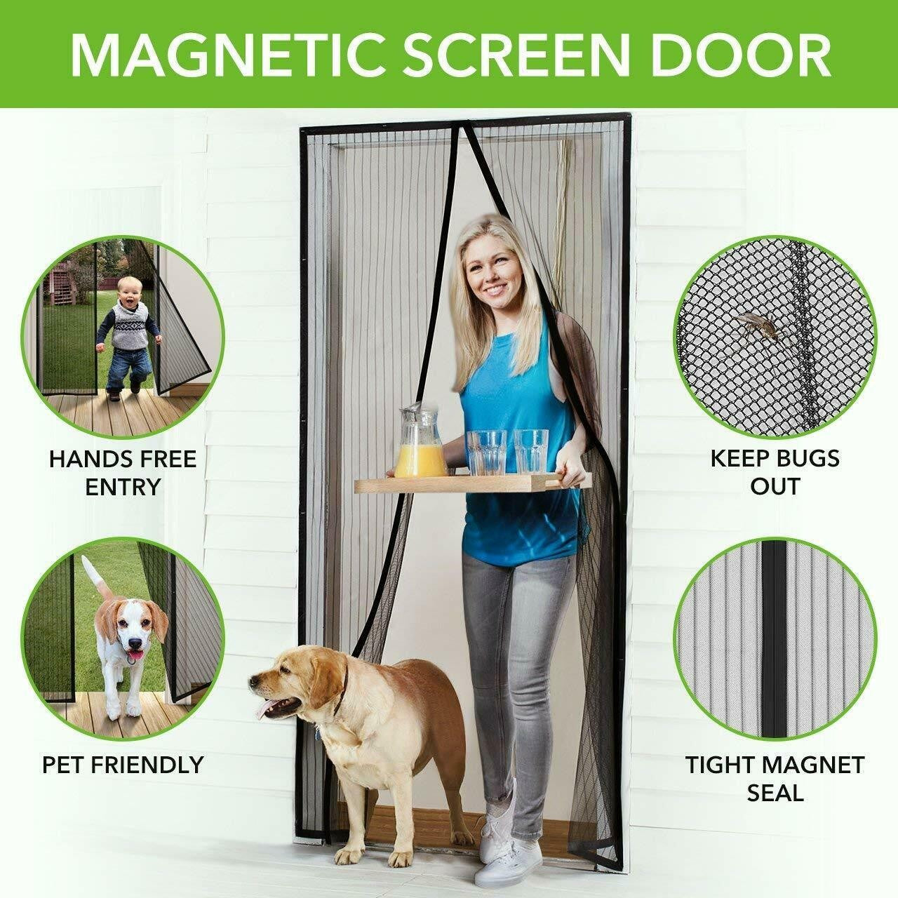 Set 3 perdele magnetice antiinsecte 190 x 100 cm