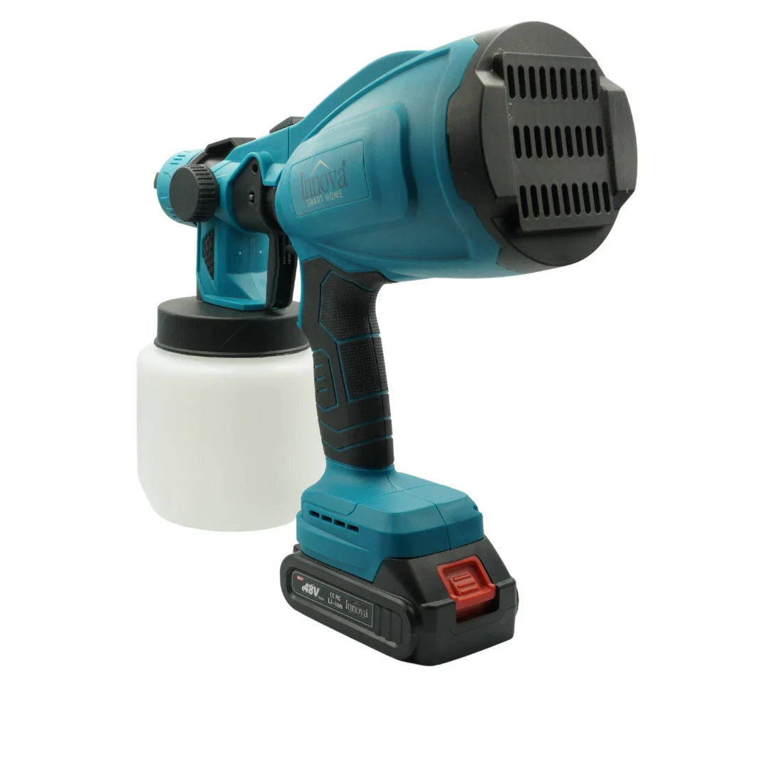 Pistol Electric de vopsea cu 2 acumulatori de 48v, 1000ml - 3 moduri de pulverizare, ideal pentru tavane, pereti si garduri, albastru