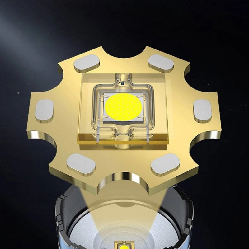 Lanterna profesionala cu LED laser, incarcare Type-C, 4 acumulatori inclusi, afisaj baterie, distanta iluminare pana la 1000 m,