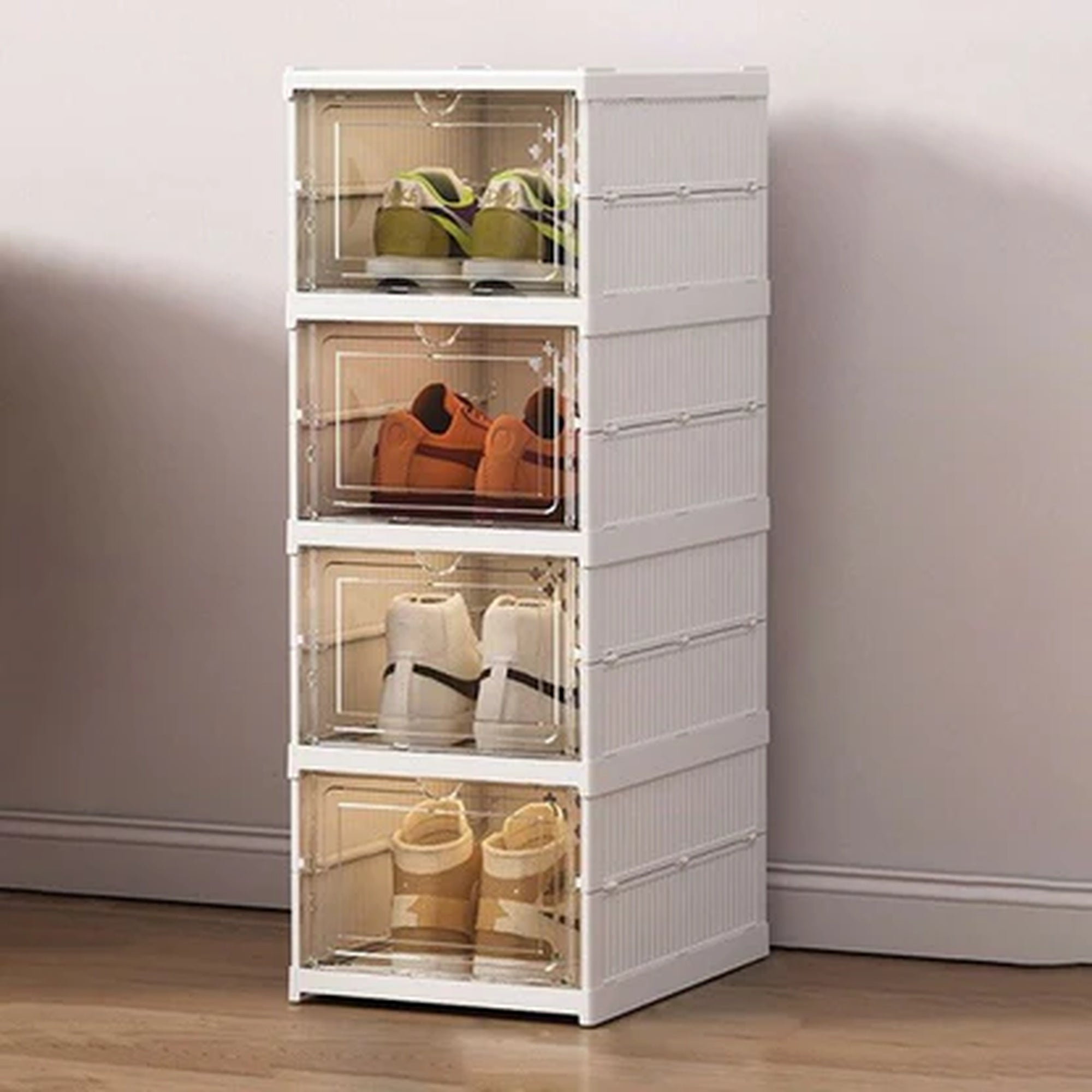 Organizator multifunctional Pliabil 4 Niveluri cu Usi Transparente 71,5 x 35 x 20cm
