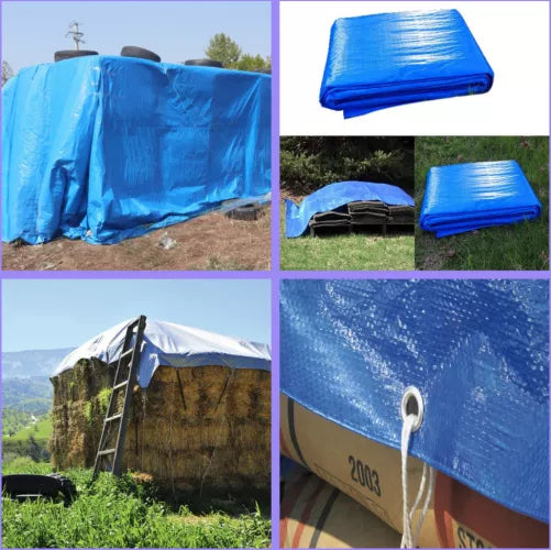 Prelata impermeabila cu inele, 150gr/m2, albastru