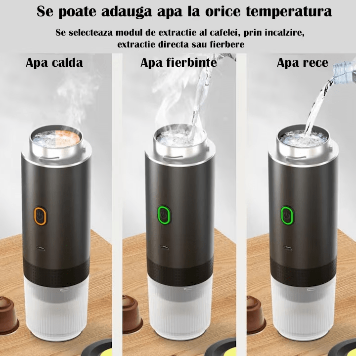 Espressor Portabil 3 in 1 Capsule si Cafea Macinata, USB Reincarcabil, 20BAR, 60ml