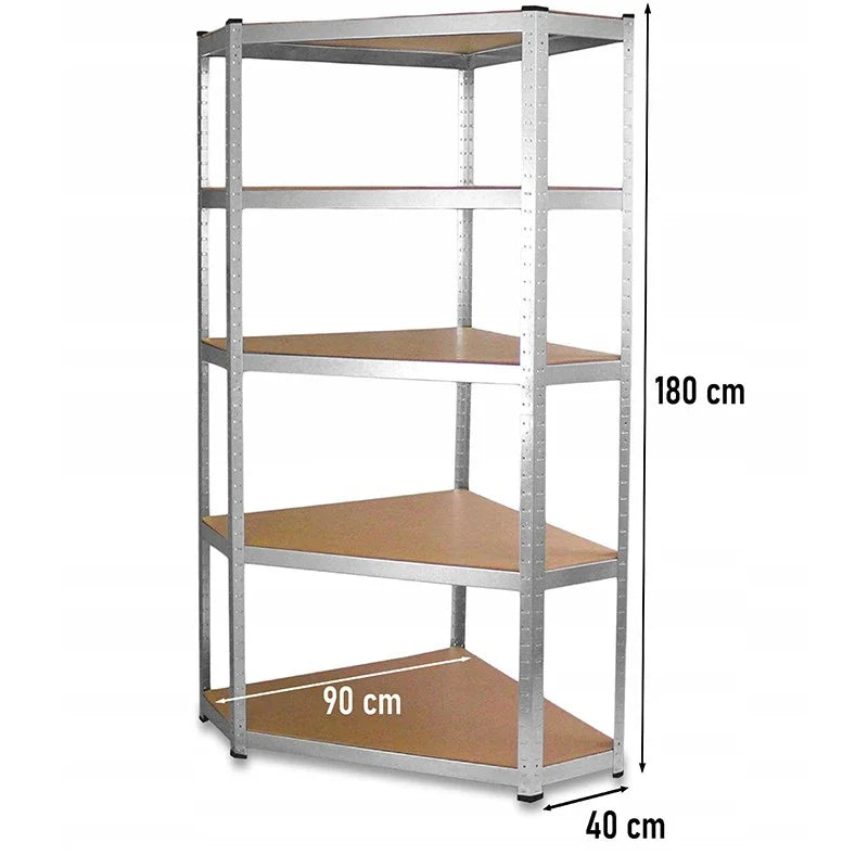 Pachet 3 rafturi metalice cu coltar, 5 polite cadru otel galvanizat, polita MDF, 175kg/polita, 180x90x40cm