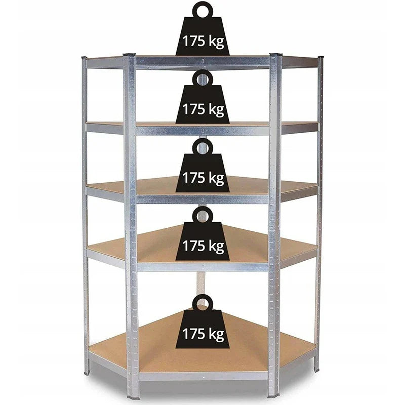 Pachet 3 rafturi metalice cu coltar, 5 polite cadru otel galvanizat, polita MDF, 175kg/polita, 180x90x40cm