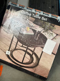 RESIGILAT — Set 2 masute rotunde de cafea cu efect de marmura, blat MDF, cadru metalic auriu Alb / 70x45 cm si 50x38 cm · Bun #002