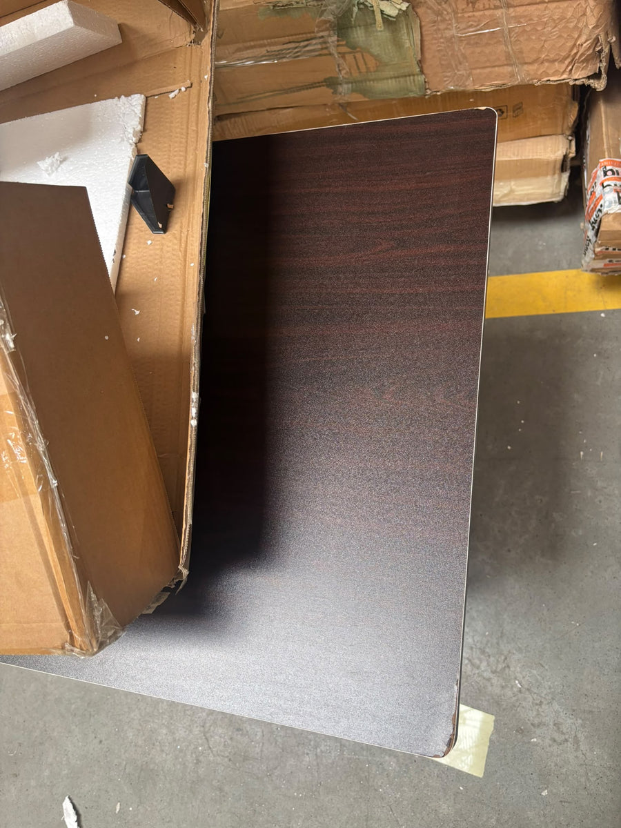 RESIGILAT — Birou pliabil, cadru metalic, blat MDF 16mm, 120x60cm Negru/Nuc · Acceptabil #001