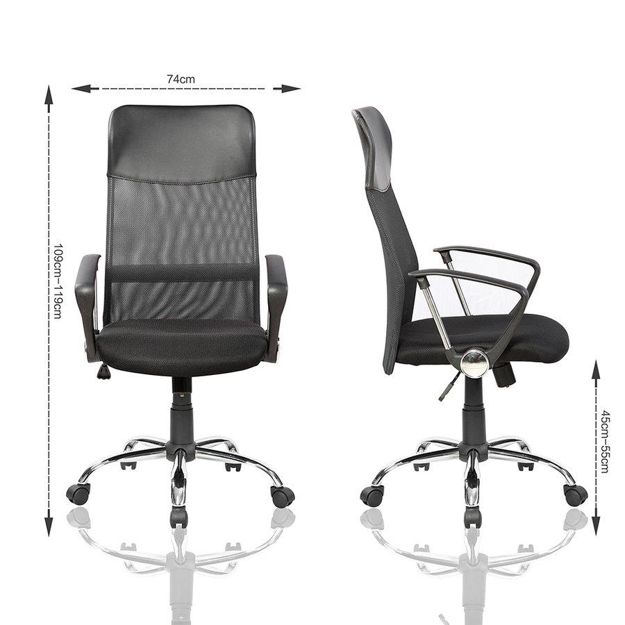 Scaun de birou ergonomic, mesh, inaltime reglabila, mecanism tilt, Negru