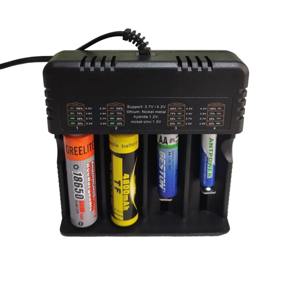 Incarcator baterii Li-ion HD-4882B, 4 sloturi 4.2V 4000mA pentru 18650 26650 14500 16340