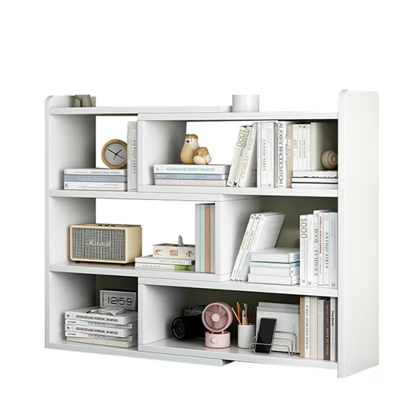 RESIGILAT - Biblioteca cu 6 compartimente, rotativa, cu lungime reglabila si extensibila, (60-120)×17×80cm, alb