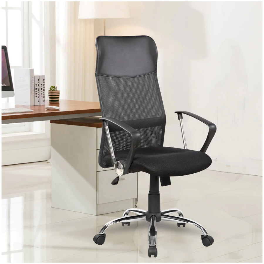 Scaun de birou ergonomic, mesh, inaltime reglabila, mecanism tilt, Negru