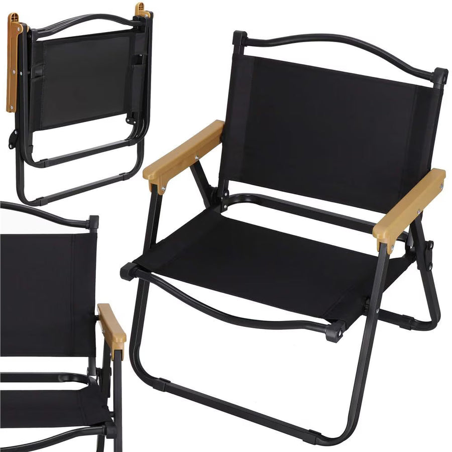 Scaun metalic plabil pentru gradina, camping sau plaja, 54x59x76 cm, negru