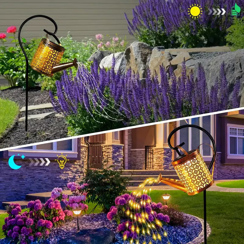 Lampa solara decorativa tip stropitoare – LED cu efect cascada, pentru gradina si terasa din ABS si metal