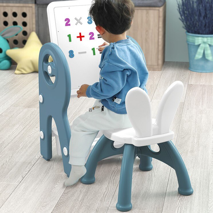 RESIGILAT - Set masa si scaun pentru copii, interactiva 2 in 1 cu tabla de scris si masa lego, cu 2 carioci si jucarii lego incluse