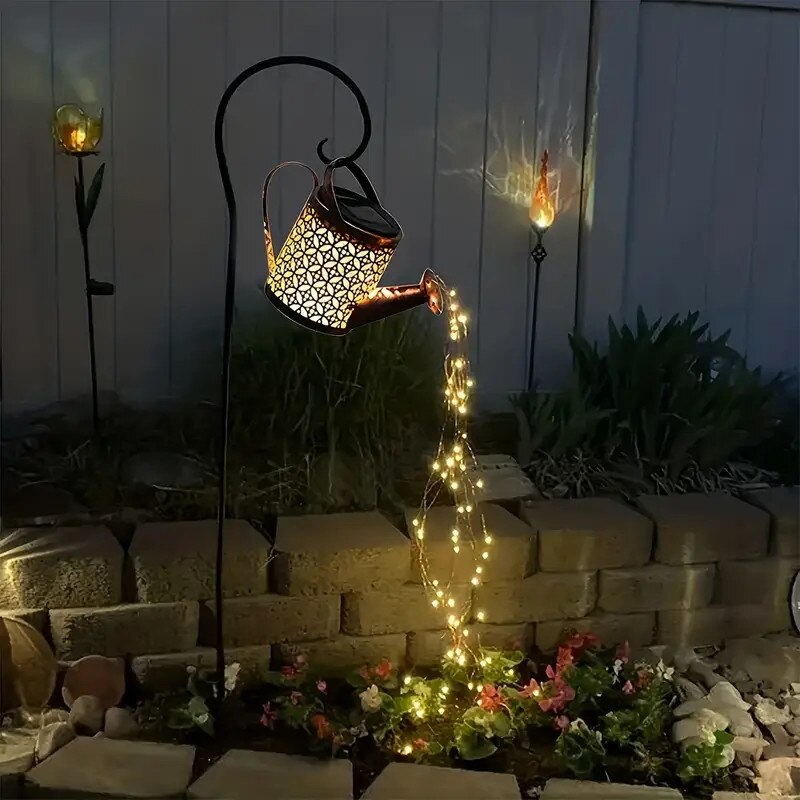 Lampa solara decorativa tip stropitoare – LED cu efect cascada, pentru gradina si terasa din ABS si metal