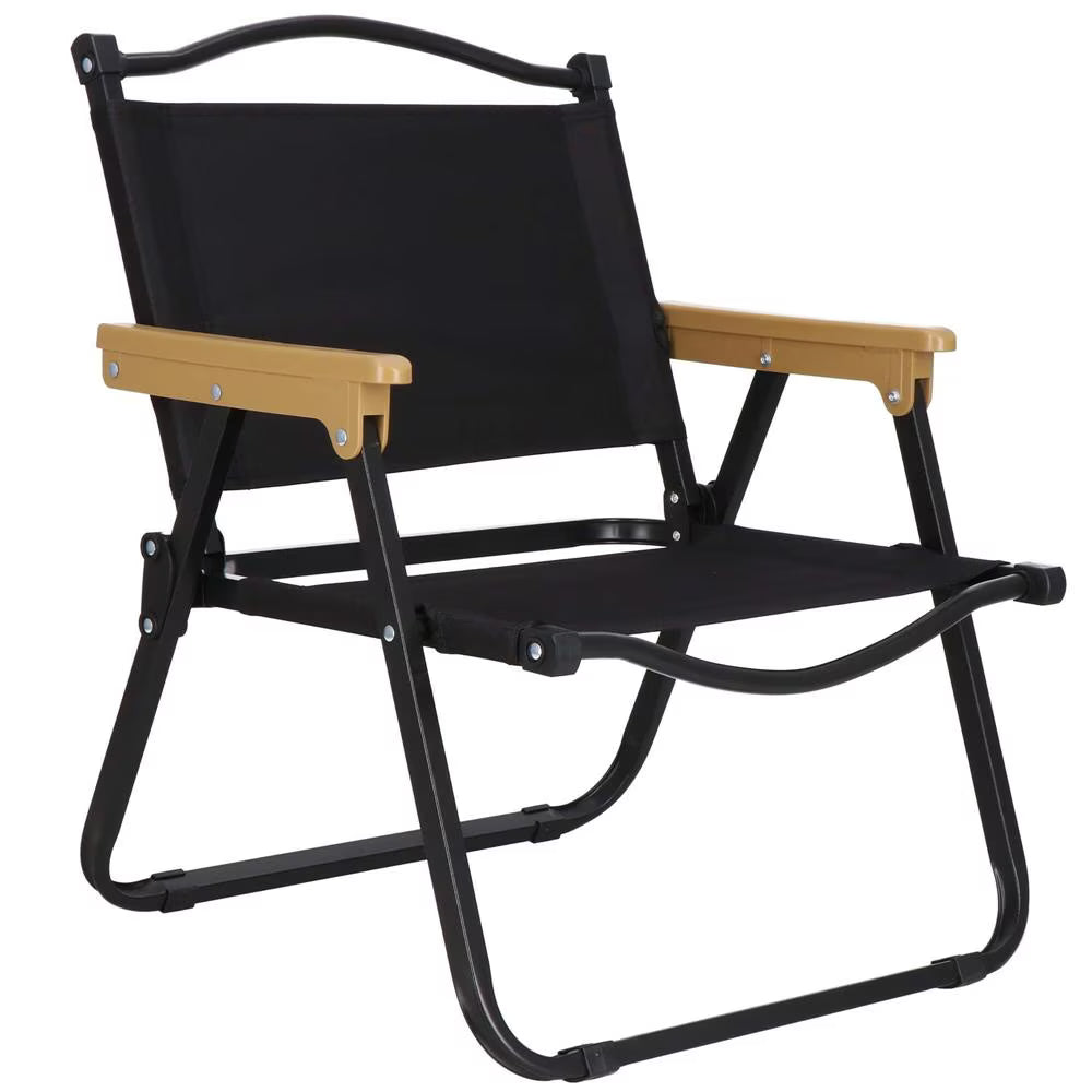Scaun metalic plabil pentru gradina, camping sau plaja, 54x59x76 cm, negru